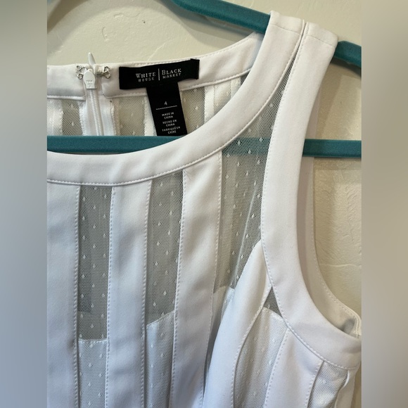 EUC White House Black Market White Fit and Flare dress - Picture 4 of 4